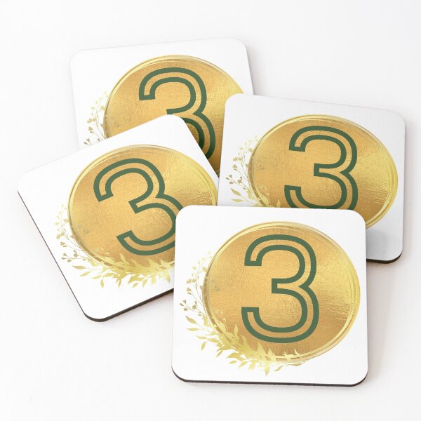 Item preview, Number 3 green in gold circle leaf  designed and sold by Benchamart.