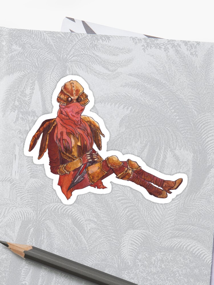 Dunmer in chitin armor on black" Sticker by VishKeks