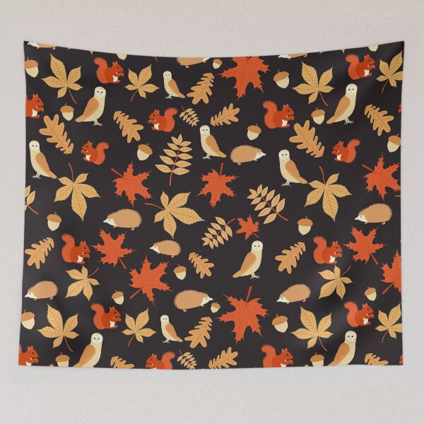 Item preview, Autumn Is Back Squirrel Owl Hedgehog Charcoal designed and sold by cashewdays.