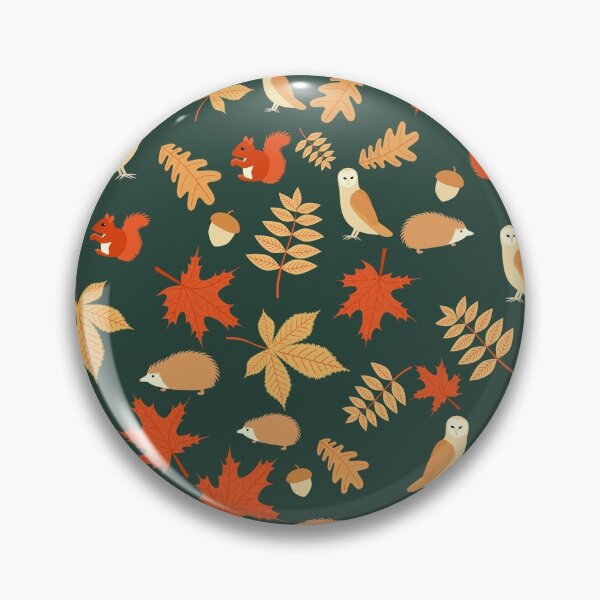 Item preview, Autumn Animals Squirrel Owl Hedgehog Green designed and sold by cashewdays.
