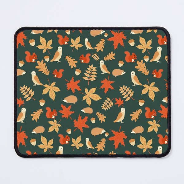 Item preview, Autumn Animals Squirrel Owl Hedgehog Green designed and sold by cashewdays.