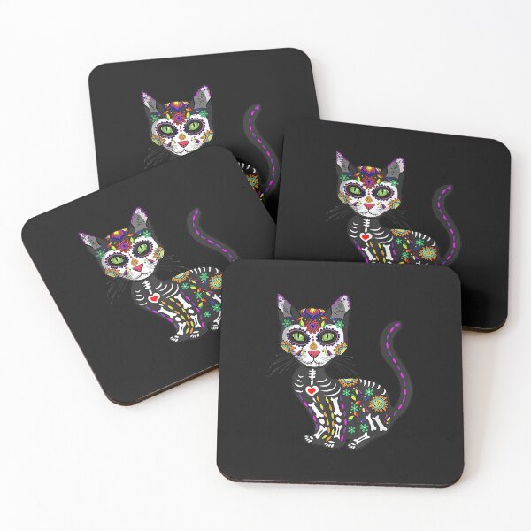 Item preview, Cute Sugar Skull Mexican Cat Halloween Day Of The Dead designed and sold by Melle123234.