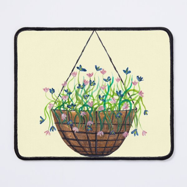 Item preview, Blue and Pink flowers in hanging basket designed and sold by LeighsDesigns.