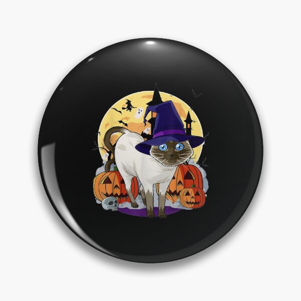 Artikelvorschau, Happy Halloween Cute Siamese Cat Funny Witch Pumpkin entworfen und verkauft von Melle123234.