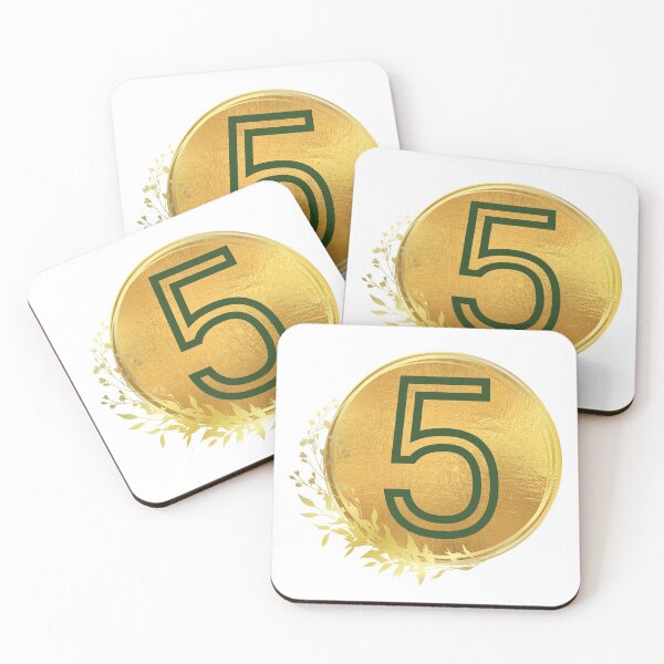 Item preview, Number 5 green in gold circle leaf  designed and sold by Benchamart.