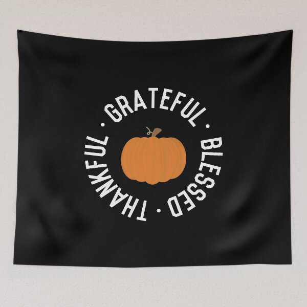 Item preview, Thankful grateful and blessed Fall watercolor pumpkin | Happy fall | Thanksgiving gifts designed and sold by Violet Treasures.