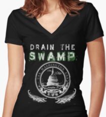 Drain the Swamp Pro Trump Apparel Women's Fitted V-Neck T-Shirt