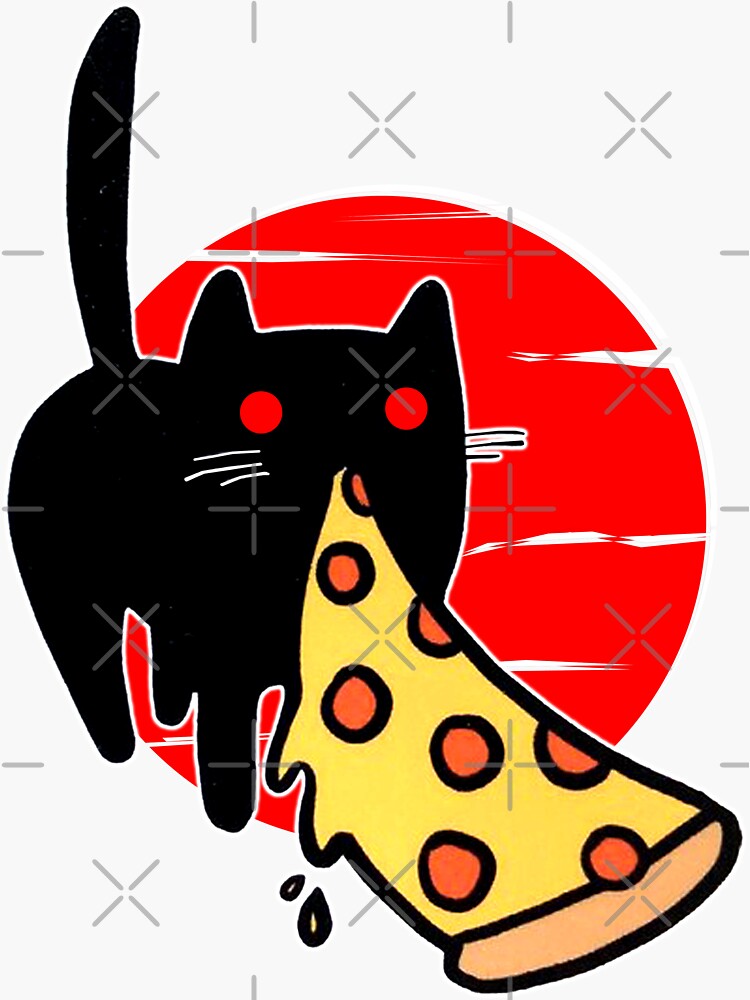 "scary pizza cat halloween" Sticker for Sale by kukurinsilit Redbubble