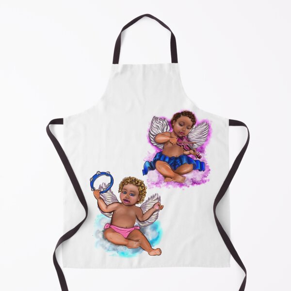 Item preview, Orchestra of Curly haired Angels playing the tambourine and violin clouds- blissful Sun kissed curly haired Baby cherub angel classical art designed and sold by Artonmytee.