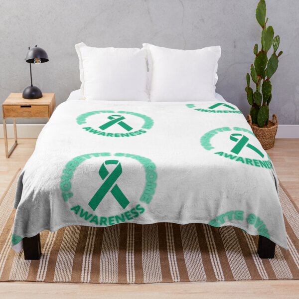Item preview, TOURETTE SYNDROME AWARENESS / cyan and round, green ribbon designed and sold by alessialexx.