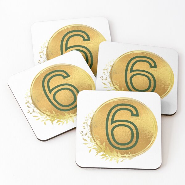 Item preview, Number 6 green in gold circle leaf designed and sold by Benchamart.