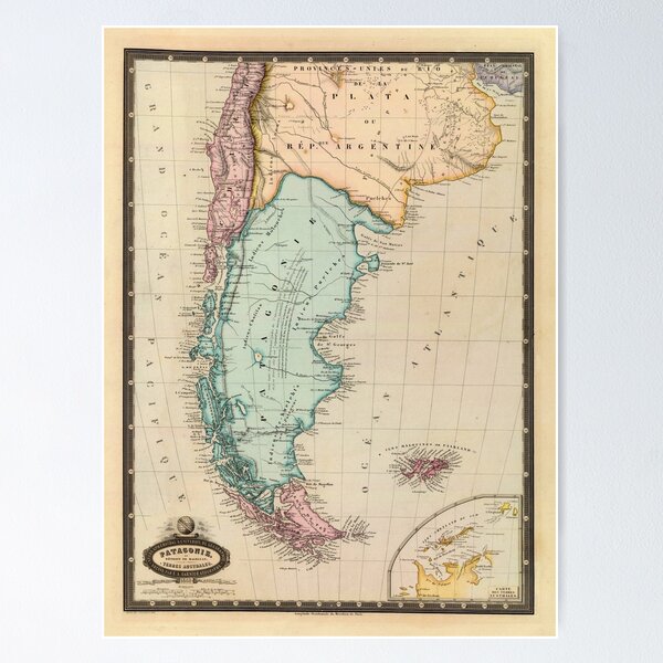 Item preview, Map of Patagonia 1860 designed and sold by mollyfare.