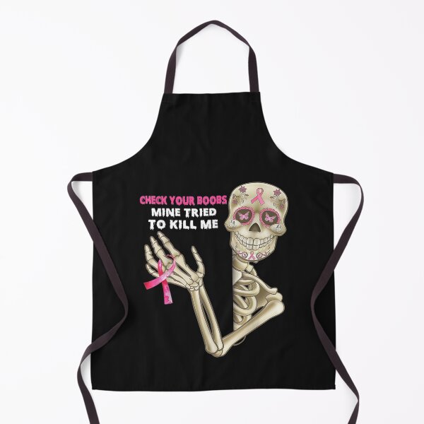 Aperçu de l'œuvre Check Your Boobs Mine Tried To Kill Me, Breast Cancer Tee T-Shirt créée et vendue par Amancio-Scott.