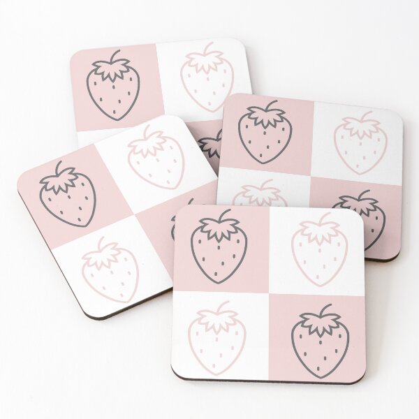 Item preview, Strawberries checkered Pattern | Cute pink and white strawberries pattern | Strawberry lover designed and sold by Violet Treasures.