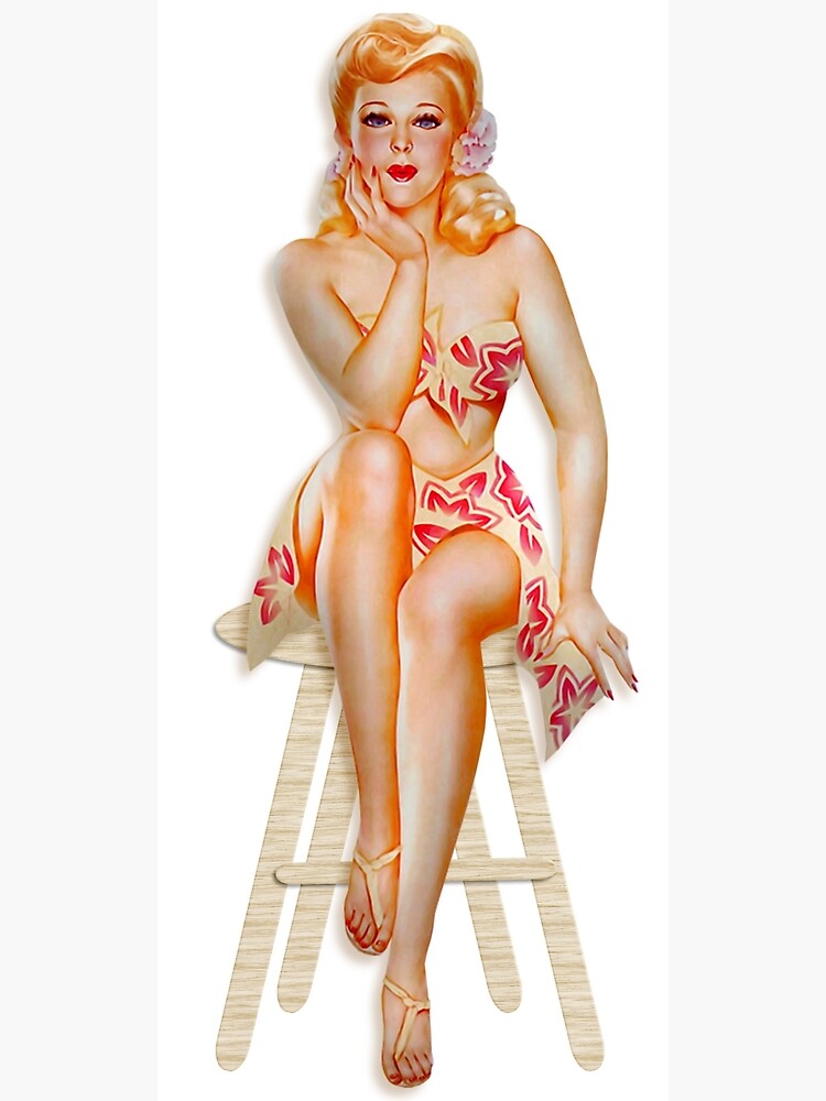 Pin-Up Girl // Blow a Kiss // Flower Bikini // Blue Eyes // Blonde Beauty  Poster for Sale by BrightlyCurious