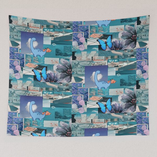 Item preview, Aesthetic blue cute kawaii collage designed and sold by GirlofRandom.