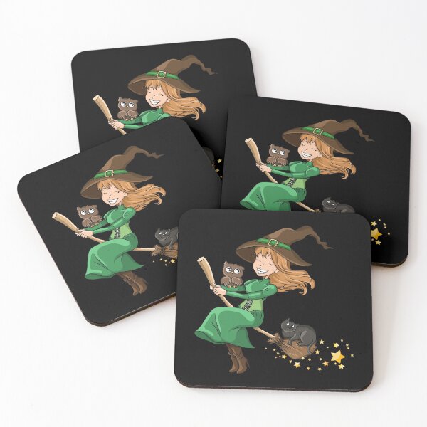 Item preview, Witch and cat on flying broom magic designed and sold by ARTemyzz.
