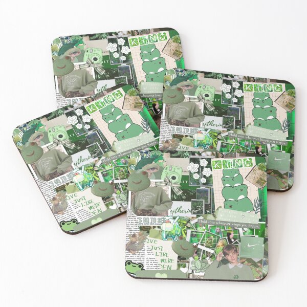Item preview, Aesthetic sage green frog collage designed and sold by GirlofRandom.