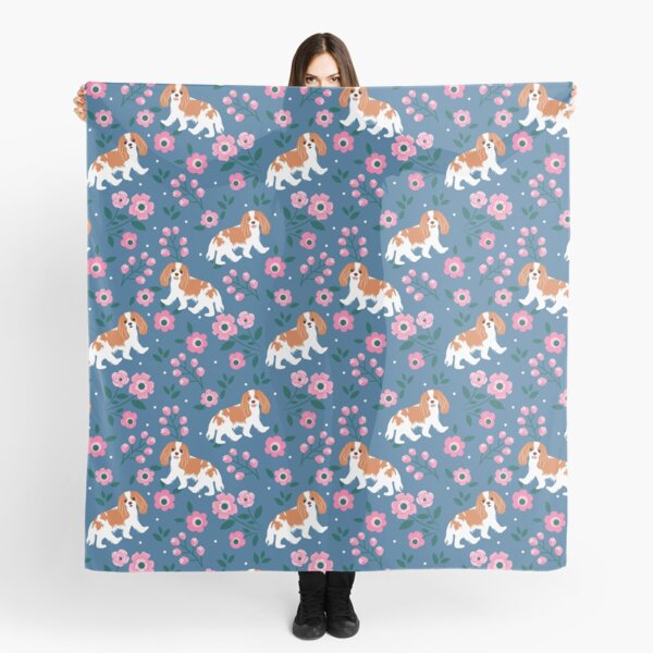 Blenheim Cavalier King Charles Spaniel Playing at Night in a Garden Scarf
