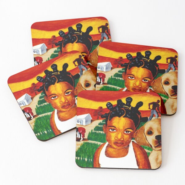 Item preview, Beautiful African American Girl in Bantu Knots With Cute Puppy designed and sold by FindingFreebird.