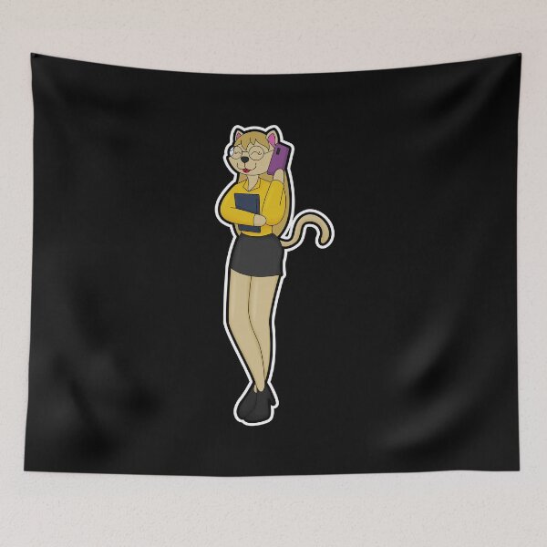 Item preview, Cat as Secretary with Laptop & Mobile phone designed and sold by Snabdesign84.