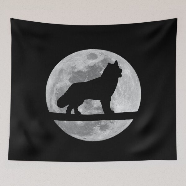Aperçu de l'œuvre Husky Dog Nuit Lune Husky Amant créée et vendue par alaechamlal.