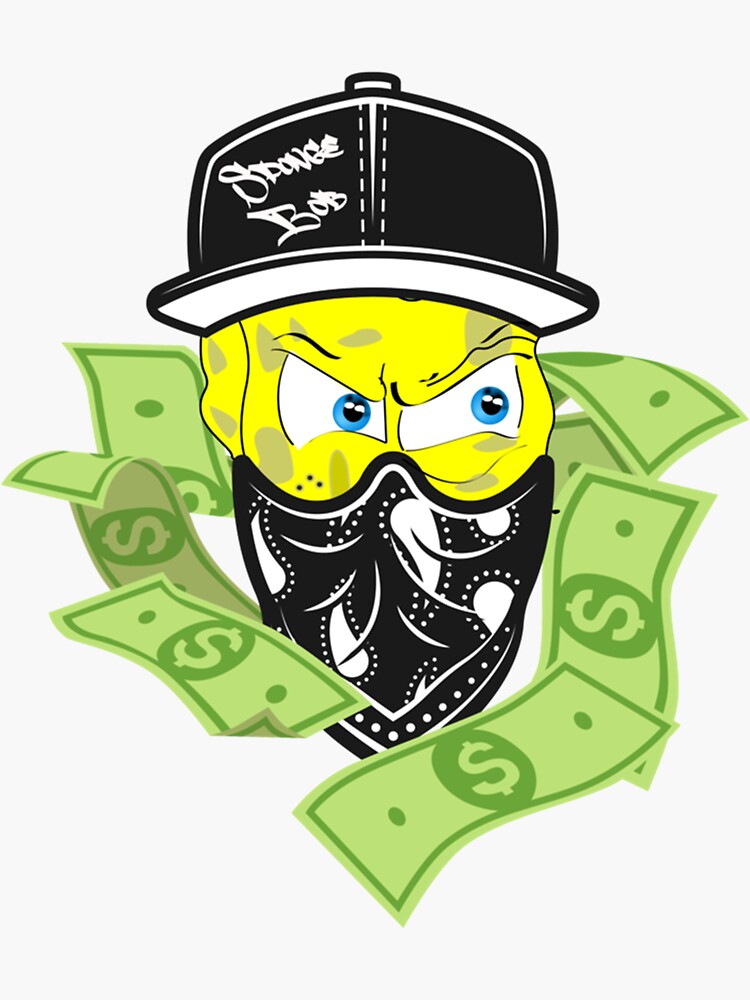 "funny spongebob gangster" Sticker for Sale by parodilwyatt | Redbubble
