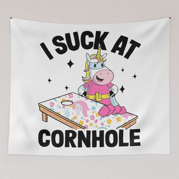 Item preview, I Suck At Cornhole Loser Funny Sarcastic Joke Pink Unicorn designed and sold by Stronzi.