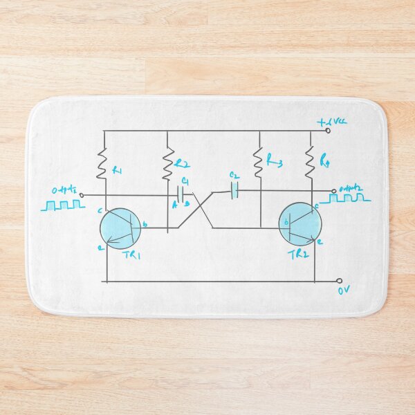Item preview, Transistor Astable Multivibrator Handdraw Electronic Circuit designed and sold by EngineersArt.