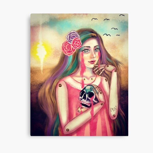 Girl and Skull Canvas Print