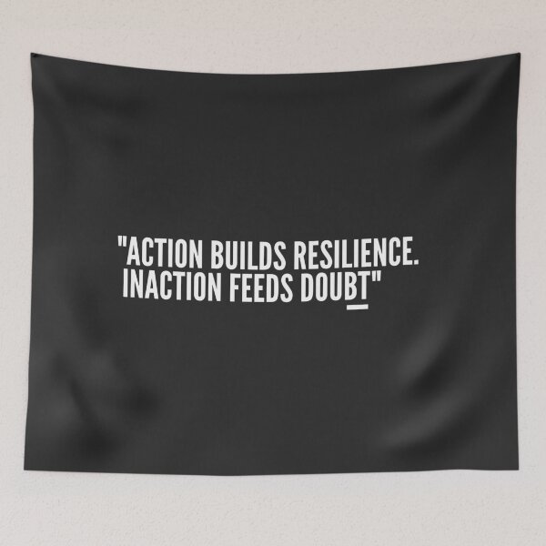 Item preview, Action builds resilience.  Inaction feeds doubt Quote by Shane Parrish (Laptop, Desk & Fridge) designed and sold by Vrushal Kapadnis.