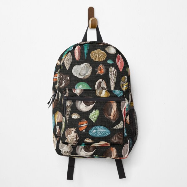 Item preview, Seashells multicolor on black background designed and sold by Delinda Graphic Studio.