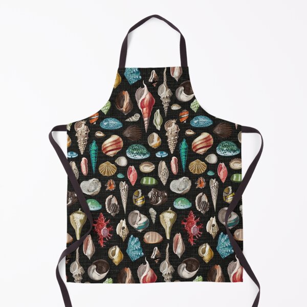Item preview, Seashells multicolor on black background designed and sold by Delinda Graphic Studio.