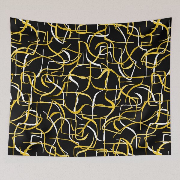 Item preview, Golden vintage pattern on a black background designed and sold by RinaGArt.