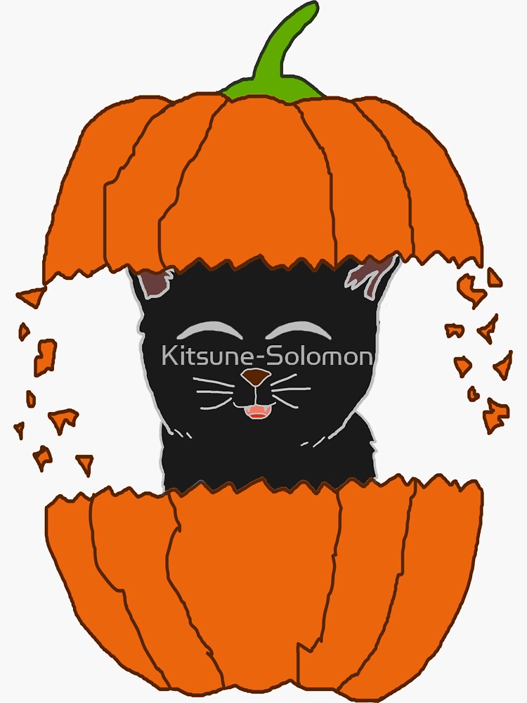 black-cat-popping-out-of-a-pumpkin-sticker-for-sale-by-kitsune