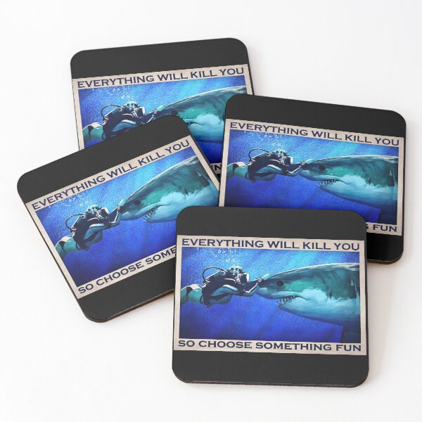 Item preview, Everything Will Kill You So Choose Something Fun - Scuba Diving With Shark Poster Gift designed and sold by MagicatcoArt.