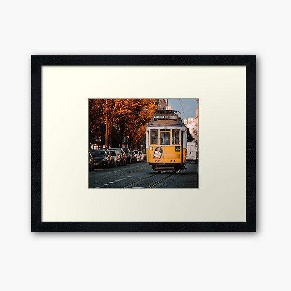 Retro Lisbon electric tram Framed Art Print