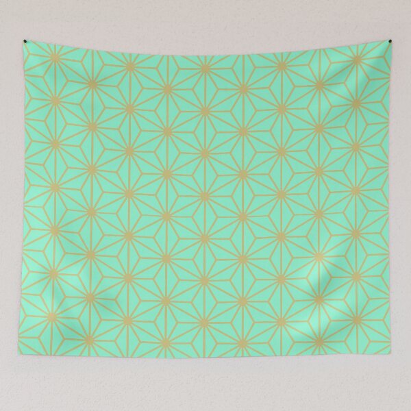 Item preview, Asanoha Star Or Hexagon Motif Wheat On Aqua designed and sold by taiche.