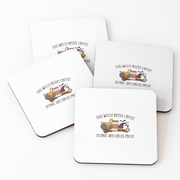 Item preview, This Witch Needs Coffee Before Any Hocus Pocus Funny Halloween Quote designed and sold by faithinkindness.