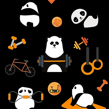 Artwork thumbnail, panda working out by RheaRealm