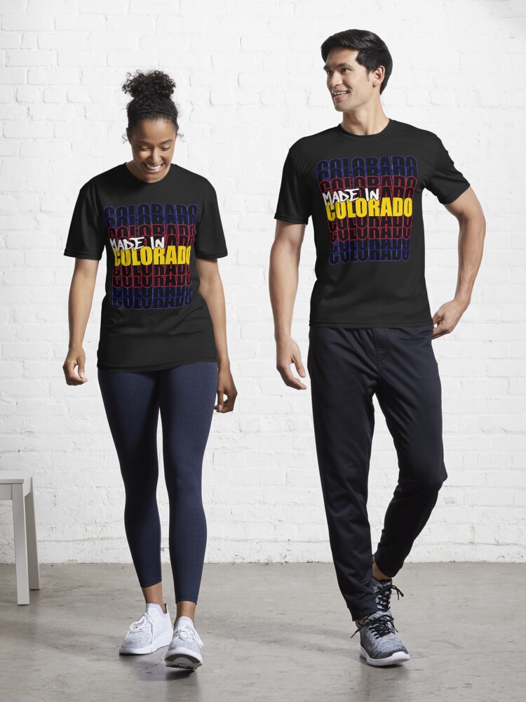 Thumbnail 1 of 7, Active T-Shirt, Made In Colorado State Flag Typography designed and sold by that5280lady.
