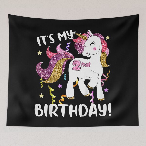 Item preview, Its my 2nd birthday Party 2 Years Old Cute Unicorn Kid Girls  designed and sold by CuthbertShop.