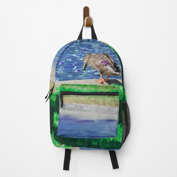 Item preview, Duck looking at water pond blue and green filter designed and sold by FindYouByZ.