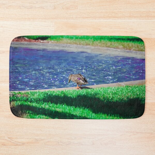 Item preview, Duck looking at water pond blue and green filter designed and sold by FindYouByZ.