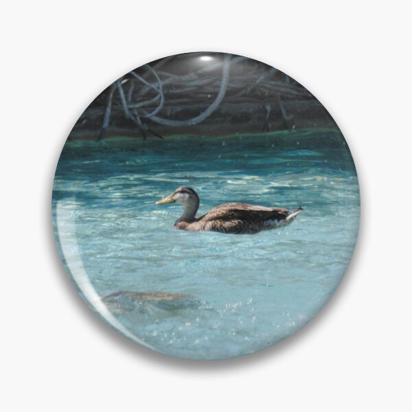 Item preview, Duck swimming at water pond blue with fountains designed and sold by FindYouByZ.