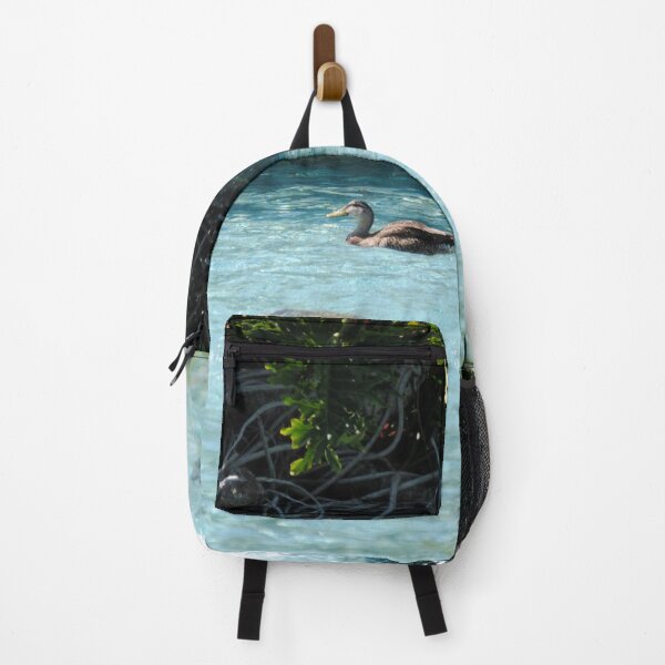 Item preview, Duck swimming at water pond blue with fountains designed and sold by FindYouByZ.