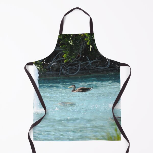 Item preview, Duck swimming at water pond blue with fountains designed and sold by FindYouByZ.