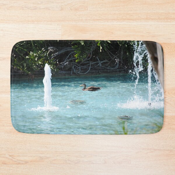Item preview, Duck swimming at water pond blue with fountains designed and sold by FindYouByZ.