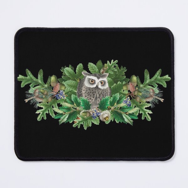 Item preview, Japanese Wise Owl With Vintage Retro Oak Leaves, Pine Cones And Blueberries designed and sold by TrulyEpoque.