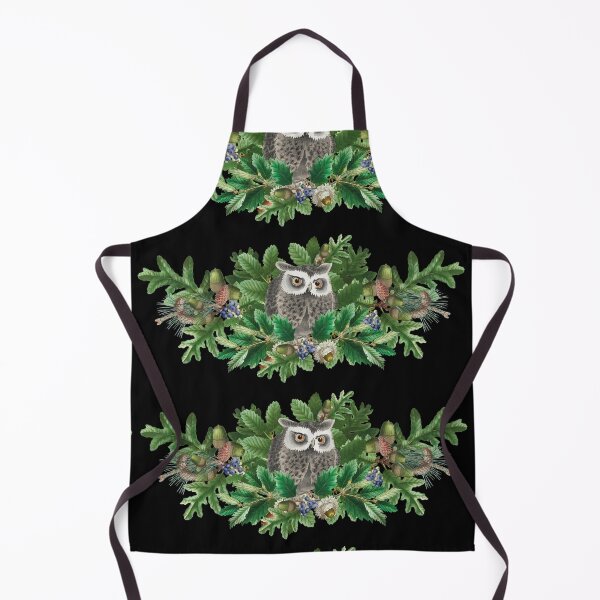 Item preview, Japanese Wise Owl With Vintage Retro Oak Leaves, Pine Cones And Blueberries designed and sold by TrulyEpoque.